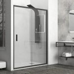 Black Sliding Shower Door Clear Safety Glass 6mm 190H Karag Efe 500