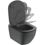 Black Matt Wall Hung Toilet with Soft Close Seat 36,5×53,5 Ideal Standard Tesi Aquablade
