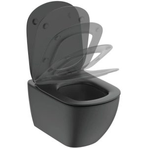 Μαυρη λεκανη τουαλετας με αποσπωμενο καθισμα κρεμαστη Ideal Standard Tesi Aquablade