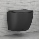 Μαυρες λεκανες τουαλετασ μπανιου κρεμαστες ημικυκλικες rimless btw Milos LT 046E-NRMB Karag