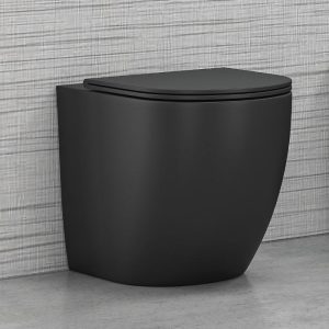 Modern Black Matt Curve Back to Wall Pan with Soft Close Seat 36x57 Karag Milos LT 2141D-RMB