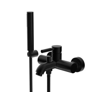 Black Mat Modern Wall Mounted Bath Shower Mixer with Shower Kit 12019-400 New Tech La Torre