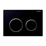 115.085.KM.1 Omega 20 Geberit Black Dual Flush Plate for Concealed Cistern 2 Round Button