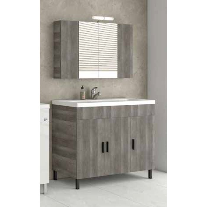 Drop Roma 100 Grey Large Bathroom Furniture with Slim Wash Basin Set 100×39