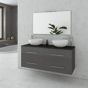 Drop Torino Anthracite Top Wall Hung Bathroom Furniture with Corian Worktop Set 120x46