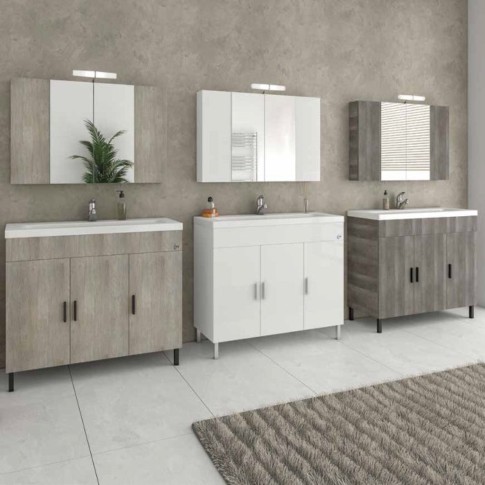 Large Floorstanding Bathroom Furniture with Slim Washbasin Set 100×39 Drop Roma 100