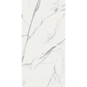 White Glossy Marble Effect Gres Porcelain Tile 60x120 6.5mm Infinito2.0 Calacatta Fondovalle