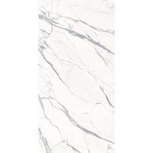 White Glossy Marble Effect Gres Porcelain Tile 60x120 6.5mm Statuario Extra Fondovalle