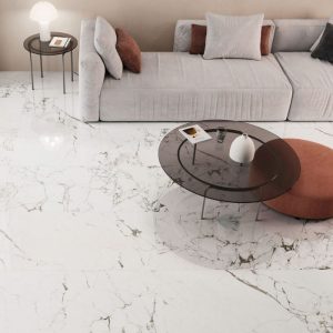 Roma White Glossy Marble Effect Wall & Floor Gres Porcelain Tile 59x119