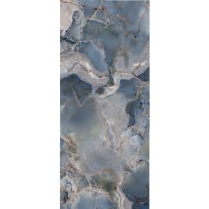 Onice Reale Oceano Μεγάλο Πλακάκι Δαπέδου Τοίχου Τύπου Μάρμαρο Όνυχα Γυαλιστερό Μπλε 120χ280 6mm