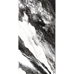 Mountain Black White Glossy Marble Effect Wall & Floor Gres Porcelain Tile 60×120