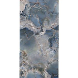 Onice Reale Oceano Πλακάκι Μεγάλων Διαστάσεων Απομίμηση Μαρμάρου Όνυχα Γυαλιστερό Μπλε 120χ60