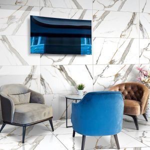 Carara White Glossy Marble Effect Wall & Floor Gres Porcelain Tiles 60x120