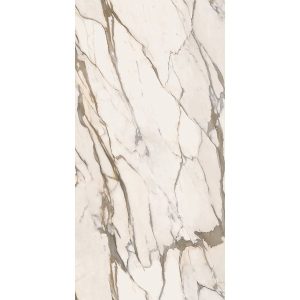White Glossy Marble Effect Gres Porcelain Tile 60x120 6.5mm Calacatta Gold Infinito 2.0 Fondovalle