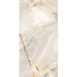 Lasa Gold Beige Glossy Marble/Onyx Effect Wall & Floor Gres Porcelain Tile 60x120
