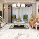 Miami Natural White-Gold Glossy Marble Effect Wall & Floor Porcelain Tile 60×120