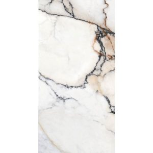 Marble Effect Wall & Floor Gres Porcelain Tile White Glossy 60x120 Paonazzo