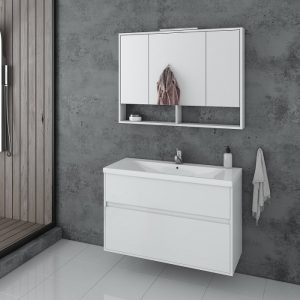 Drop Instinct White MDF Wall Hung Vanity Unit with Wash Basin Set 101x46