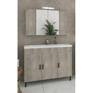 Drop Roma 100 Beige Floor Standing Bathroom Furniture with Slim Washbasin Set 100x39