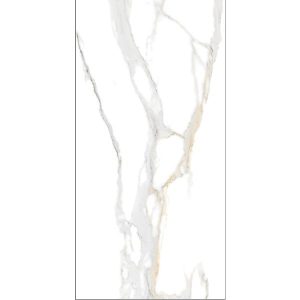 Swan Satvario White Glossy Marble Effect Wall & Floor Gres Porcelain Tile 60x120