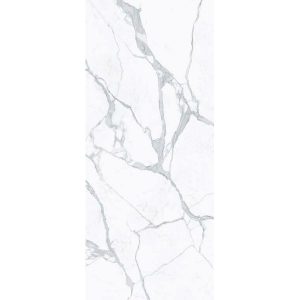 Statuario White Glossy Marble Effect Wall & Floor Gres Porcelain Tile 120x280 6mm