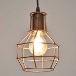 Industrial 1-Light Copper Metal Hanging Ceiling Light with Grid 00866 globostar