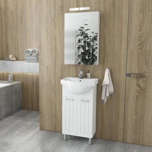 Drop Ritmo Vintage White MDF Small Floor Standing Bathroom Furniture Set 45x40