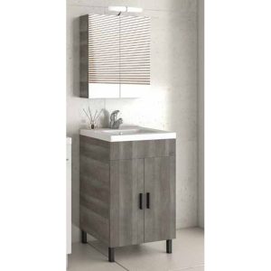 Small Floorstanding Bathroom Furniture with Slim Washbasin Drop Roma 50 Light Grey
