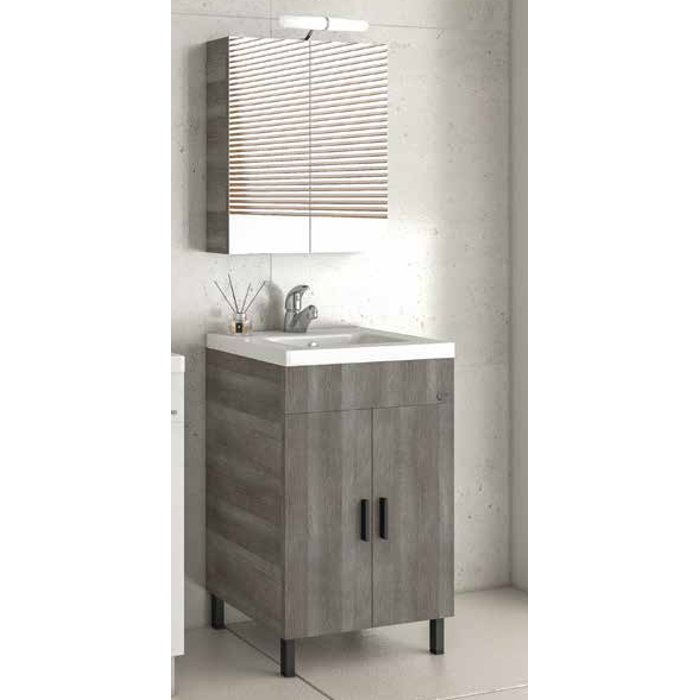 Drop Roma 50 Grey Small Bathroom Furniture with Slim Wash Basin Set 50×39