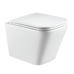 Square Rimless Short Wall Hung Toilet with Soft Close Slim Seat 34x49 LT 052E-R Karag