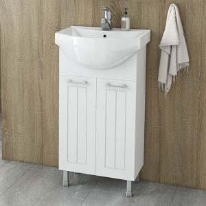 Drop Ritmo Vintage White MDF Small Floor Standing Vanity Unit with Wash Basin 45x40