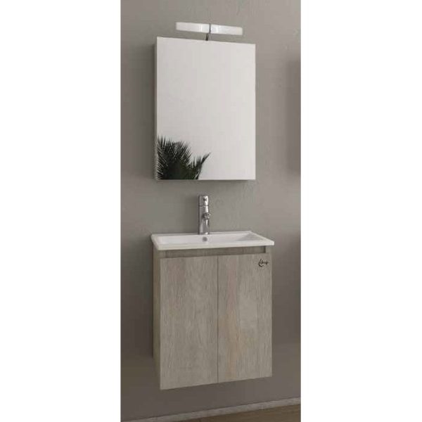 Wall hung 2 door vanity unit with slim washbasin & mirror set Verona 40 Beige Drop
