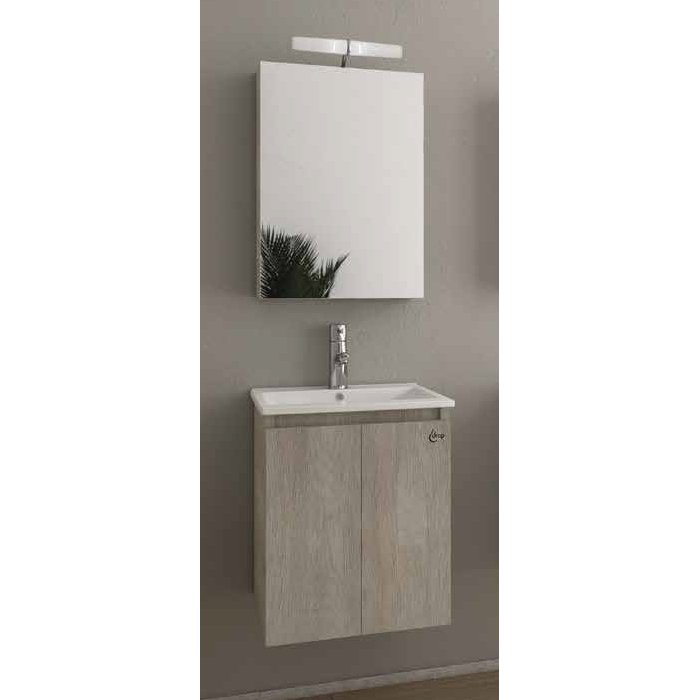 Verona 40 Beige Drop Wall hung 2 door vanity unit with slim washbasin & mirror set 41×41