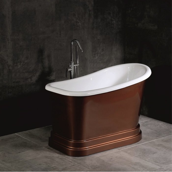 Short Freestanding Bath Tub Copper Vintage Single Ended 130×72,5 Flobali