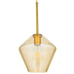 00869 AMARIS Modern 1-Light Gold Honey Glass Pendant Ceiling Light Ø22