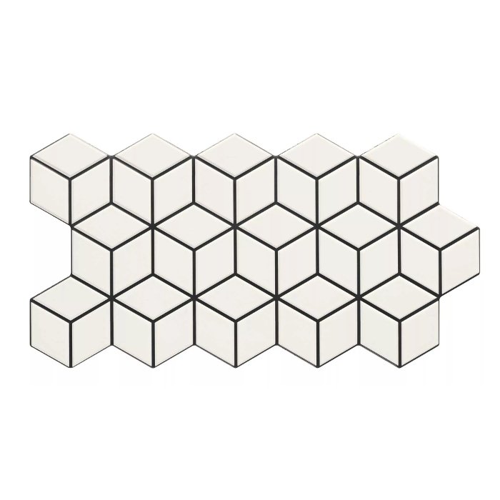 Modern White Mat Porcelain Tile with Hexagon Shapes 26,5×51 Rhombus Snow Realonda