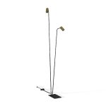 Minimal 2-Light Black Floor Lamp with Gold Bronze Antique Adjustable Heads 7712 Mono Nowodvorski