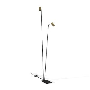 aModern 2-Light Black Floor Lamp with Gold Bronze Antique Adjustable Heads 7712 Mono Nowodvorski