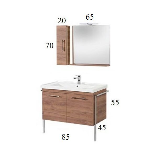 Floor Standing Bathroom Furniture Set 85x45 Aloe Metal