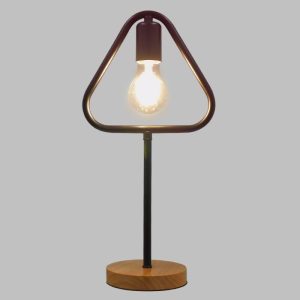 Minimal 1-Light Black Beige Metal Wooden Triangle Desk Lamp 01436 globostar