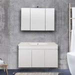 Modern Set Wall Hung Vanity Unit with Wash Basin 120×46 Omega White