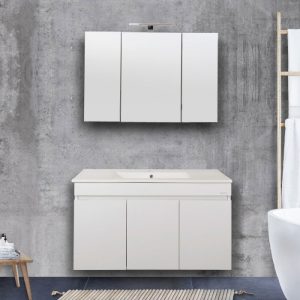 Modern Set Wall Hung Vanity Unit with Wash Basin 120x46 Omega White