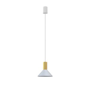 Industrial 1-Light White Gold Metal Pendant Ceiling Light with Cone Shaped Shade 8040 Hermanos Nowodvorski