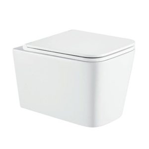 Square Rimless Wall Hung Toilet with Soft Close Slim Seat 36,5x53 LT 057E-R Karag