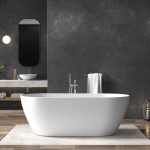 Modern Oval Double Ended White Mat Free-Standing Bath Tub 170×80 Evelyn Acrilan