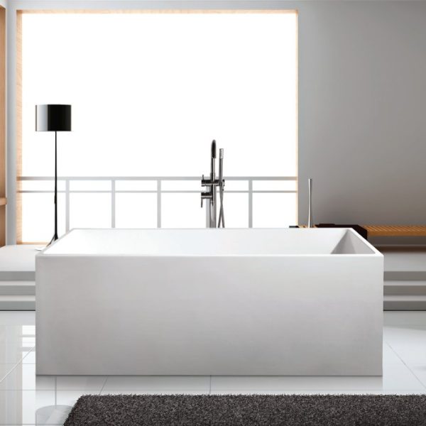 Modern Square White Single Ended Free Standing Bathtub 170x75 Kyveli K-1590 Karag