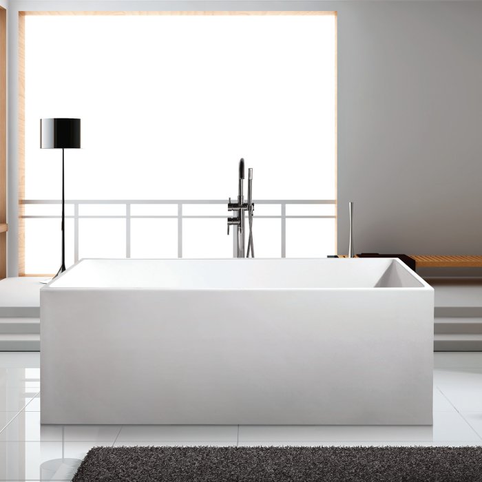 Modern Square White Single Ended Free Standing Bathtub 170×75 Kyveli K-1590 Karag