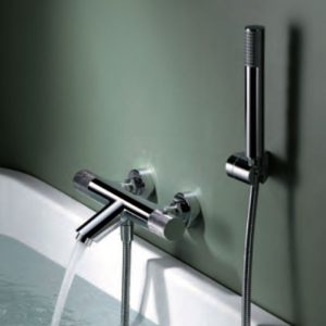 Line BTD038-4 Imex Modern Chrome Wall Mounted Thermostatic Bath Shower Mixer with Shower Kit