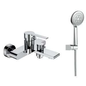 Modern Wall Mounted Bath Shower Mixer and Kit Orabella Elegance Chrome