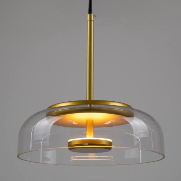 Κρεμαστά φωτιστικά φωτιστικα υπνοδωματιου μοντερνα led γυαλι μεταλλικα διαφανα χρυσα 00742 globostar